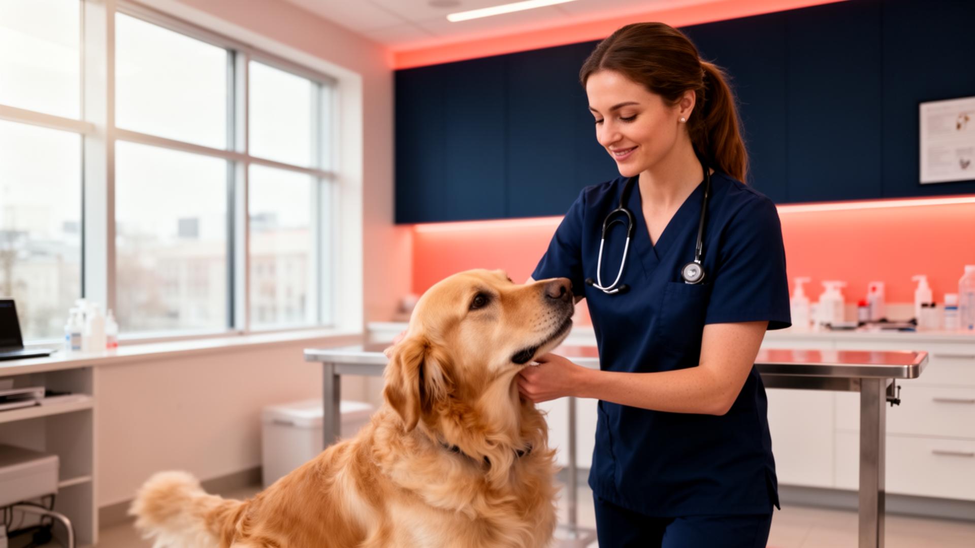 Veterinário atendendo